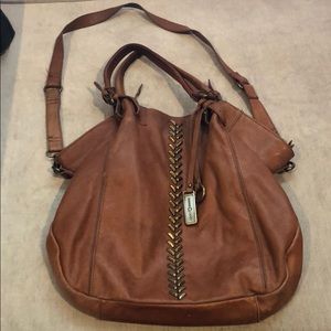 Brown leather lucky brand hobo bag